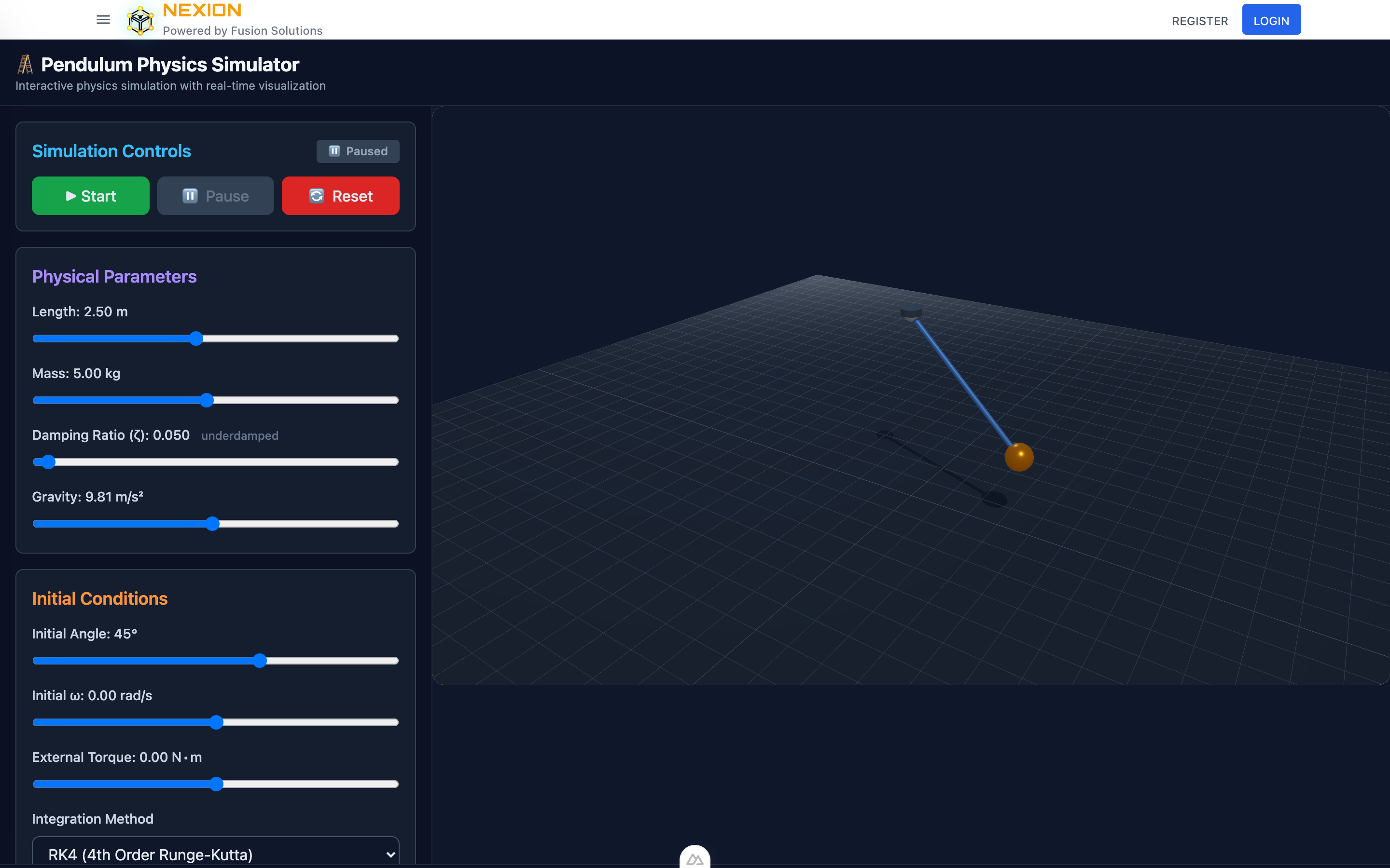 Inverted pendulum simulation