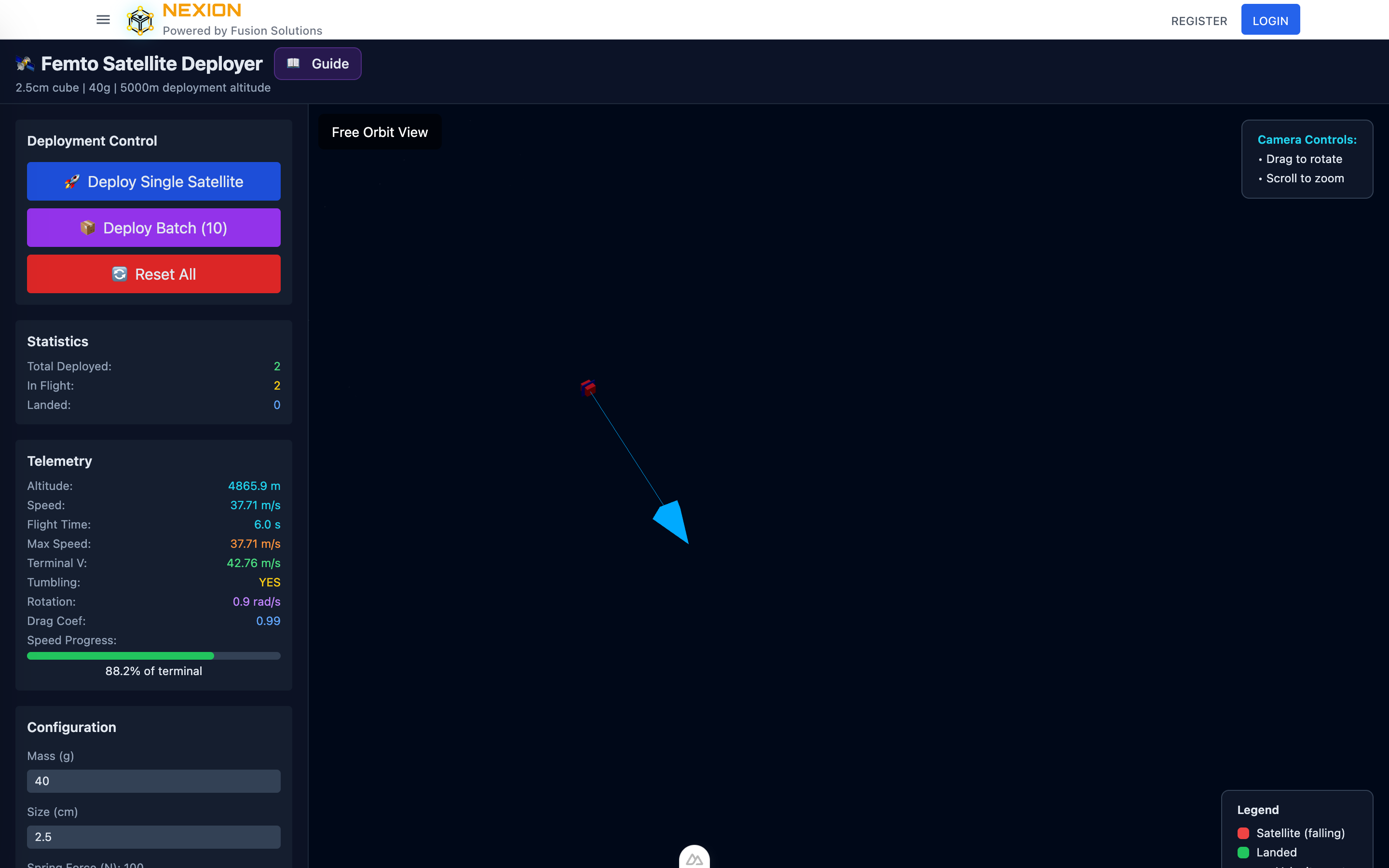 Femto-satellite deployer simulation